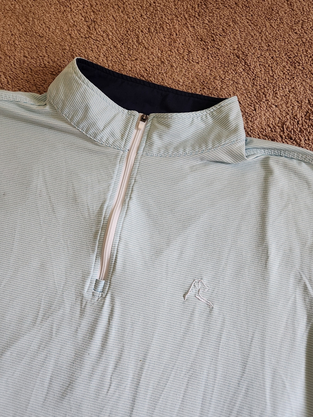 Rhoback Pullover Mens XL Blue Striped Quarter Zip Golf Performance Stretch